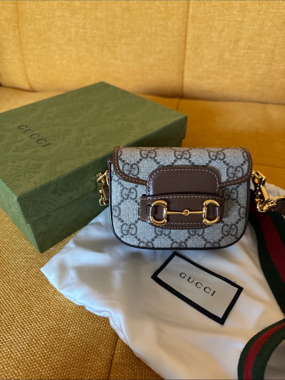 Gucci Horsebit 1955 Web Strap Wallet Shoulder Crossbody Bag